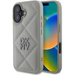 DKNY PU Leather Quilted Stack Logo kryt pre iPhone 16, sivý