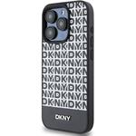 DKNY PU Leather Repeat Pattern Bottom Stripe kryt pre iPhone 13 Pro, čierny