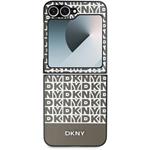 DKNY PU Leather Repeat Pattern Bottom Stripe kryt pre Samsung Galaxy Z Flip 6, hnedý