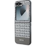 DKNY PU Leather Repeat Pattern Bottom Stripe kryt pre Samsung Galaxy Z Flip 6, hnedý