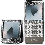 DKNY PU Leather Repeat Pattern Bottom Stripe kryt pre Samsung Galaxy Z Flip 6, hnedý