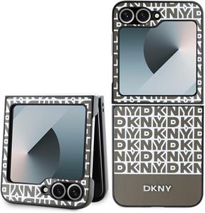 DKNY PU Leather Repeat Pattern Bottom Stripe kryt pre Samsung Galaxy Z Flip 6, hnedý