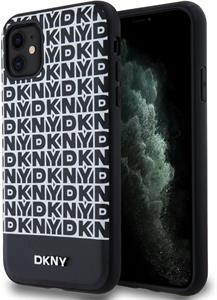DKNY PU Leather Repeat Pattern Bottom Stripe MagSafe kryt pre iPhone 11, čierny