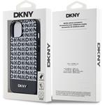 DKNY PU Leather Repeat Pattern Bottom Stripe MagSafe kryt pre iPhone 13, čierny