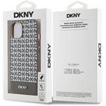 DKNY PU Leather Repeat Pattern Bottom Stripe MagSafe kryt pre iPhone 14, hnedý