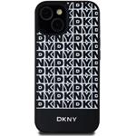DKNY PU Leather Repeat Pattern Bottom Stripe MagSafe kryt pre iPhone 15, čierny