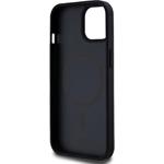DKNY PU Leather Repeat Pattern Bottom Stripe MagSafe kryt pre iPhone 15, čierny