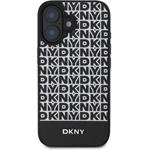 DKNY PU Leather Repeat Pattern Bottom Stripe MagSafe kryt pre iPhone 16, čierny