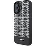 DKNY PU Leather Repeat Pattern Bottom Stripe MagSafe kryt pre iPhone 16, čierny