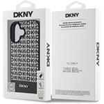 DKNY PU Leather Repeat Pattern Bottom Stripe MagSafe kryt pre iPhone 16, čierny