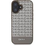 DKNY PU Leather Repeat Pattern Bottom Stripe MagSafe kryt pre iPhone 16, hnedý