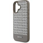 DKNY PU Leather Repeat Pattern Bottom Stripe MagSafe kryt pre iPhone 16, hnedý