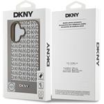 DKNY PU Leather Repeat Pattern Bottom Stripe MagSafe kryt pre iPhone 16, hnedý