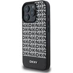 DKNY PU Leather Repeat Pattern Bottom Stripe MagSafe kryt pre iPhone 16 Pro, čierny