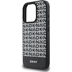 DKNY PU Leather Repeat Pattern Bottom Stripe MagSafe kryt pre iPhone 16 Pro, čierny