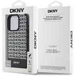 DKNY PU Leather Repeat Pattern Bottom Stripe MagSafe kryt pre iPhone 16 Pro, čierny