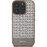 DKNY PU Leather Repeat Pattern Bottom Stripe MagSafe kryt pre iPhone 16 Pro, hnedý