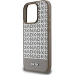 DKNY PU Leather Repeat Pattern Bottom Stripe MagSafe kryt pre iPhone 16 Pro, hnedý