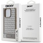 DKNY PU Leather Repeat Pattern Bottom Stripe MagSafe kryt pre iPhone 16 Pro, hnedý