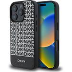 DKNY PU Leather Repeat Pattern Bottom Stripe MagSafe kryt pre iPhone 16 Pro Max, čierny