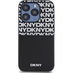 DKNY PU Leather Repeat Pattern Card Pocket kryt pre iPhone 15 Pro, čierny