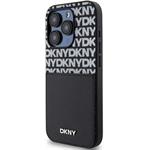 DKNY PU Leather Repeat Pattern Card Pocket kryt pre iPhone 15 Pro, čierny