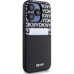 DKNY PU Leather Repeat Pattern Card Pocket kryt pre iPhone 15 Pro, čierny