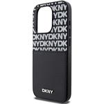 DKNY PU Leather Repeat Pattern Card Pocket kryt pre iPhone 15 Pro, čierny