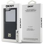 DKNY PU Leather Repeat Pattern Stack Logo kryt pre Samsung Galaxy Z Flip 6, čierny