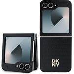 DKNY PU Leather Repeat Pattern Stack Logo kryt pre Samsung Galaxy Z Flip 6, čierny