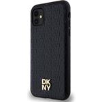 DKNY PU Leather Repeat Pattern Stack Logo Magsafe kryt pre iPhone 11, čierny