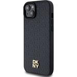 DKNY PU Leather Repeat Pattern Stack Logo Magsafe kryt pre iPhone 13, čierny