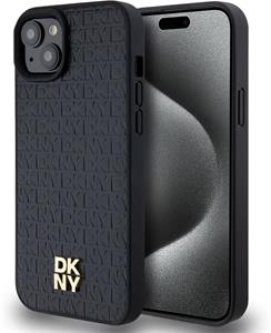 DKNY PU Leather Repeat Pattern Stack Logo Magsafe kryt pre iPhone 13, čierny
