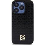 DKNY PU Leather Repeat Pattern Stack Logo Magsafe kryt pre iPhone 13 Pro Max, čierny