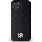 DKNY PU Leather Repeat Pattern Stack Logo Magsafe kryt pre iPhone 14, čierny
