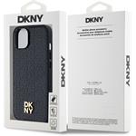 DKNY PU Leather Repeat Pattern Stack Logo Magsafe kryt pre iPhone 14, čierny