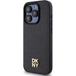 DKNY PU Leather Repeat Pattern Stack Logo Magsafe kryt pre iPhone 14 Pro, čierny