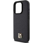 DKNY PU Leather Repeat Pattern Stack Logo Magsafe kryt pre iPhone 15 Pro Max, čierny