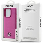 DKNY PU Leather Repeat Pattern Stack Logo Magsafe kryt pre iPhone 15 Pro Max, ružový