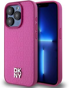 DKNY PU Leather Repeat Pattern Stack Logo Magsafe kryt pre iPhone 15 Pro Max, ružový