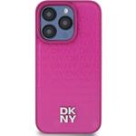 DKNY PU Leather Repeat Pattern Stack Logo Magsafe kryt pre iPhone 15 Pro, ružový