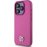 DKNY PU Leather Repeat Pattern Stack Logo Magsafe kryt pre iPhone 15 Pro, ružový