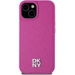 DKNY PU Leather Repeat Pattern Stack Logo Magsafe kryt pre iPhone 15, ružový