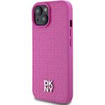 DKNY PU Leather Repeat Pattern Stack Logo Magsafe kryt pre iPhone 15, ružový