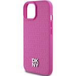 DKNY PU Leather Repeat Pattern Stack Logo Magsafe kryt pre iPhone 15, ružový