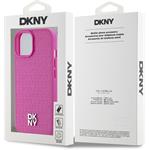 DKNY PU Leather Repeat Pattern Stack Logo Magsafe kryt pre iPhone 15, ružový