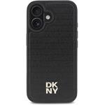 DKNY PU Leather Repeat Pattern Stack Logo MagSafe kryt pre iPhone 16, čierny