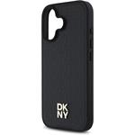 DKNY PU Leather Repeat Pattern Stack Logo MagSafe kryt pre iPhone 16, čierny