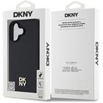 DKNY PU Leather Repeat Pattern Stack Logo MagSafe kryt pre iPhone 16, čierny