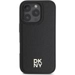 DKNY PU Leather Repeat Pattern Stack Logo MagSafe kryt pre iPhone 16 Pro, čierny